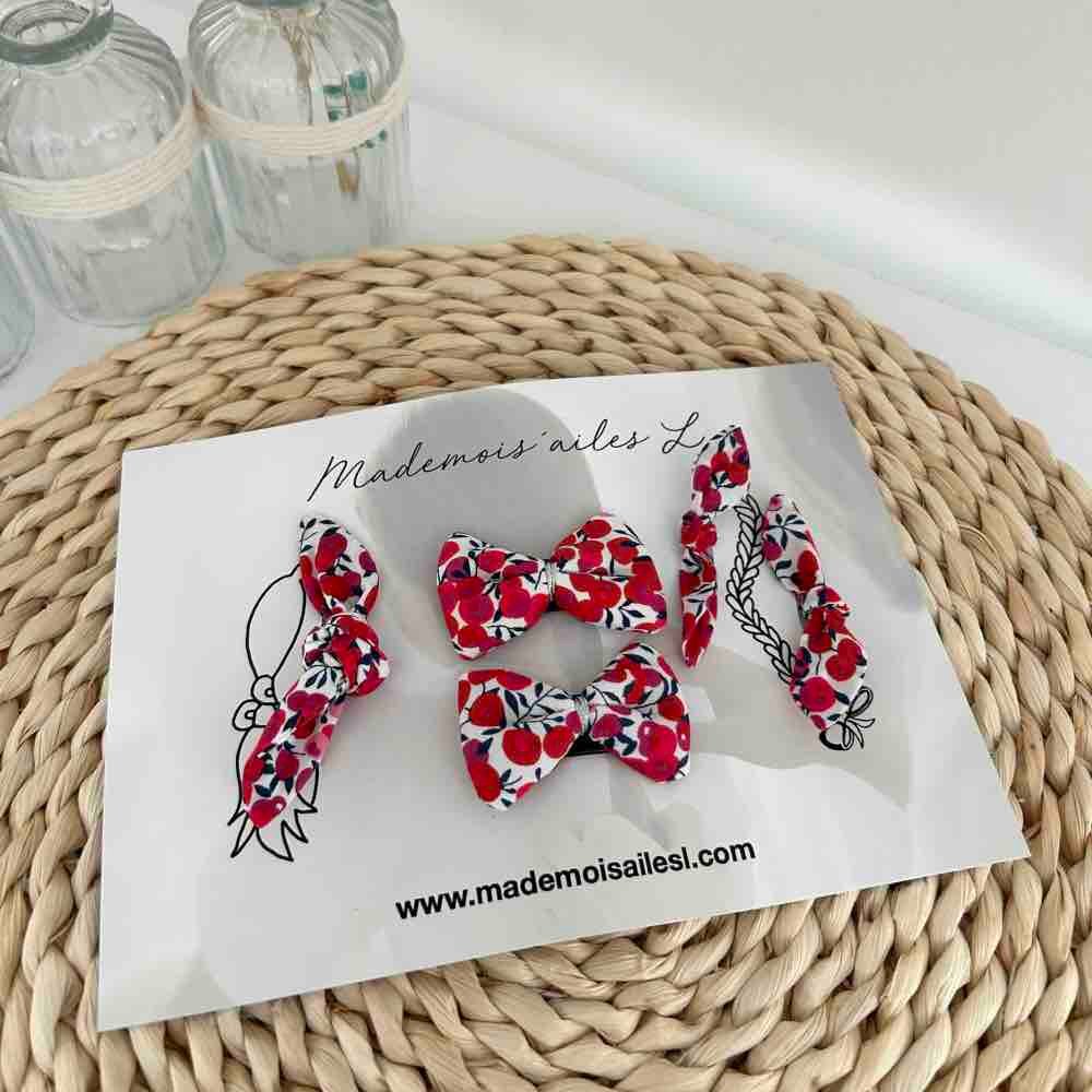 Accessoires cheveux liberty : barrettes et élastiques noeuds