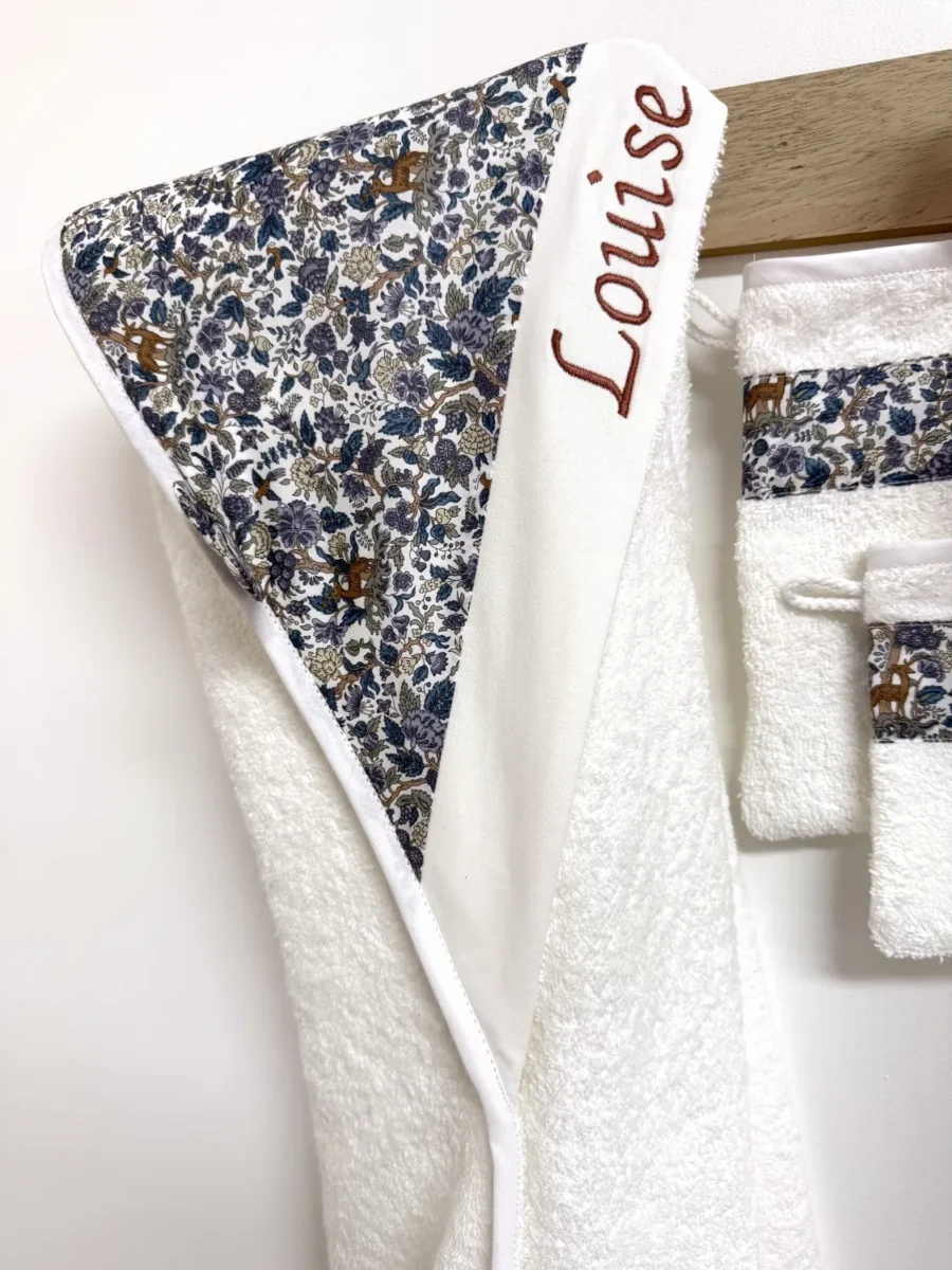 Cape de bain bébé brodée tissu salters