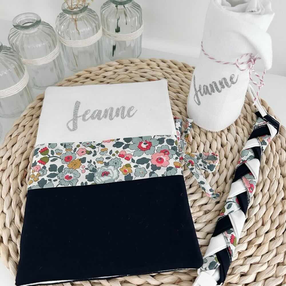 Coffret naissance personnalisable, 3 pièces liberty