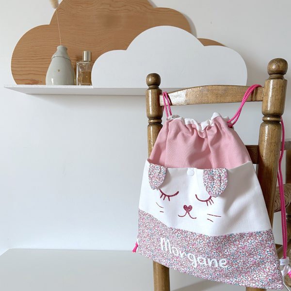 Sac à dos pochon chat personnalisé