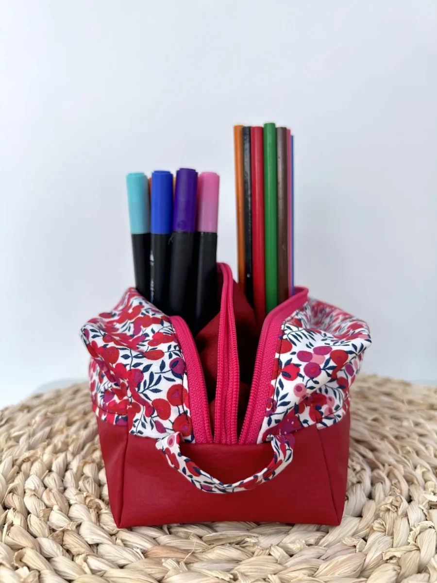 Trousse double compartiments liberty wiltshire rouge