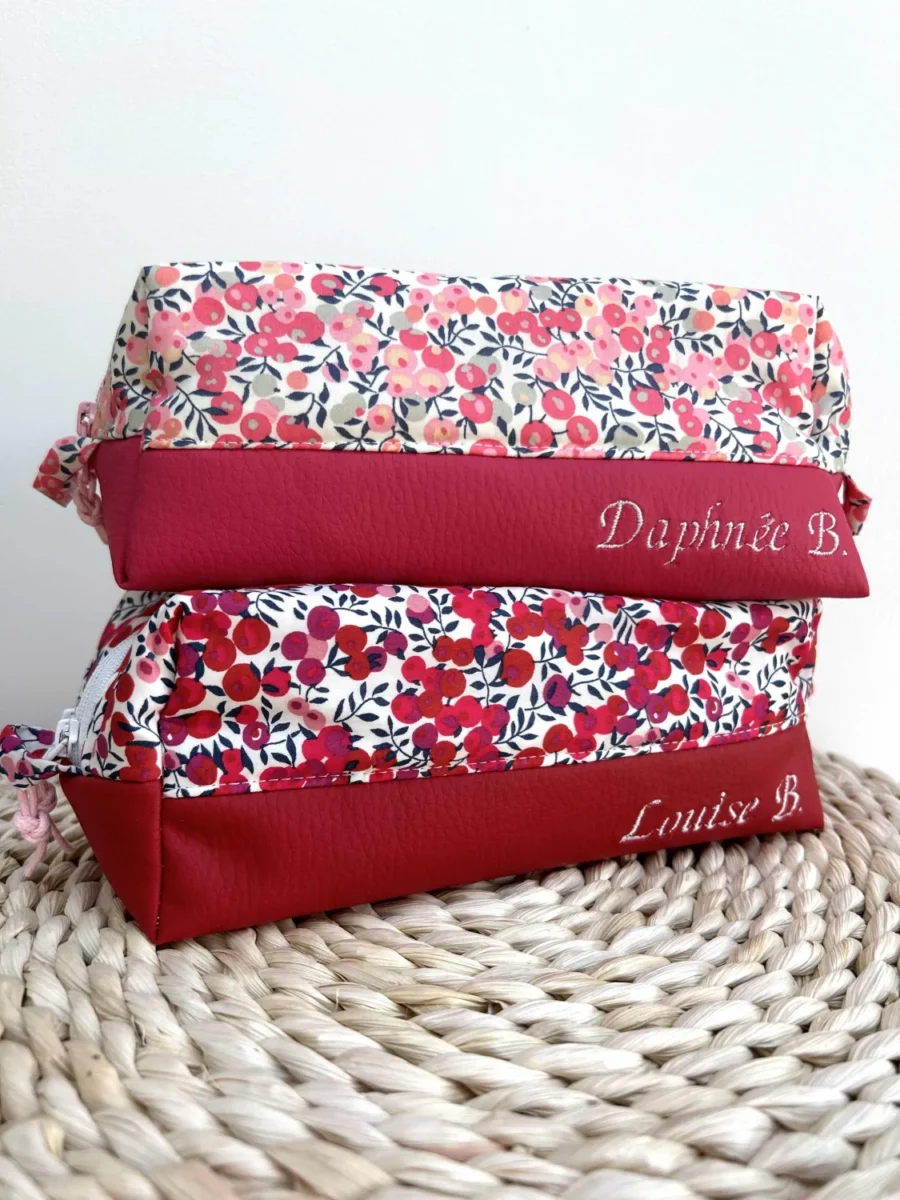 Trousse double prénom brodée
