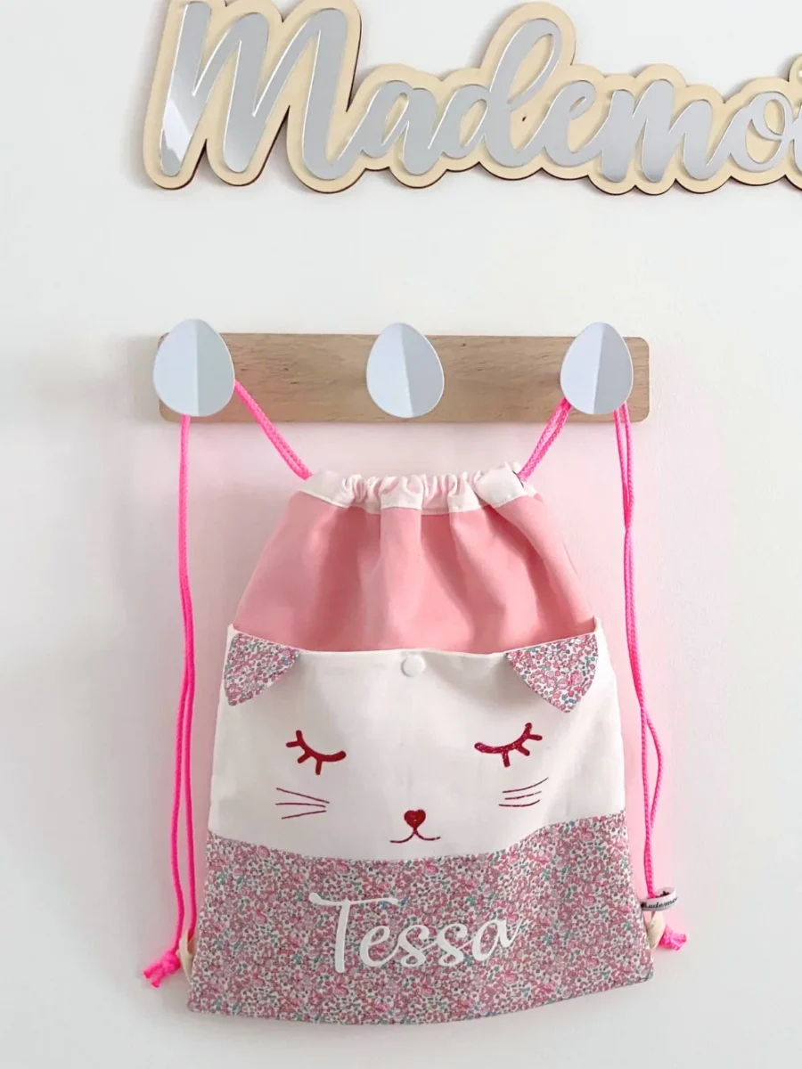 Sac personnalisé prénom crèche rose