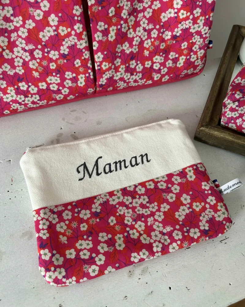 Pochette liberty personnalisée maman