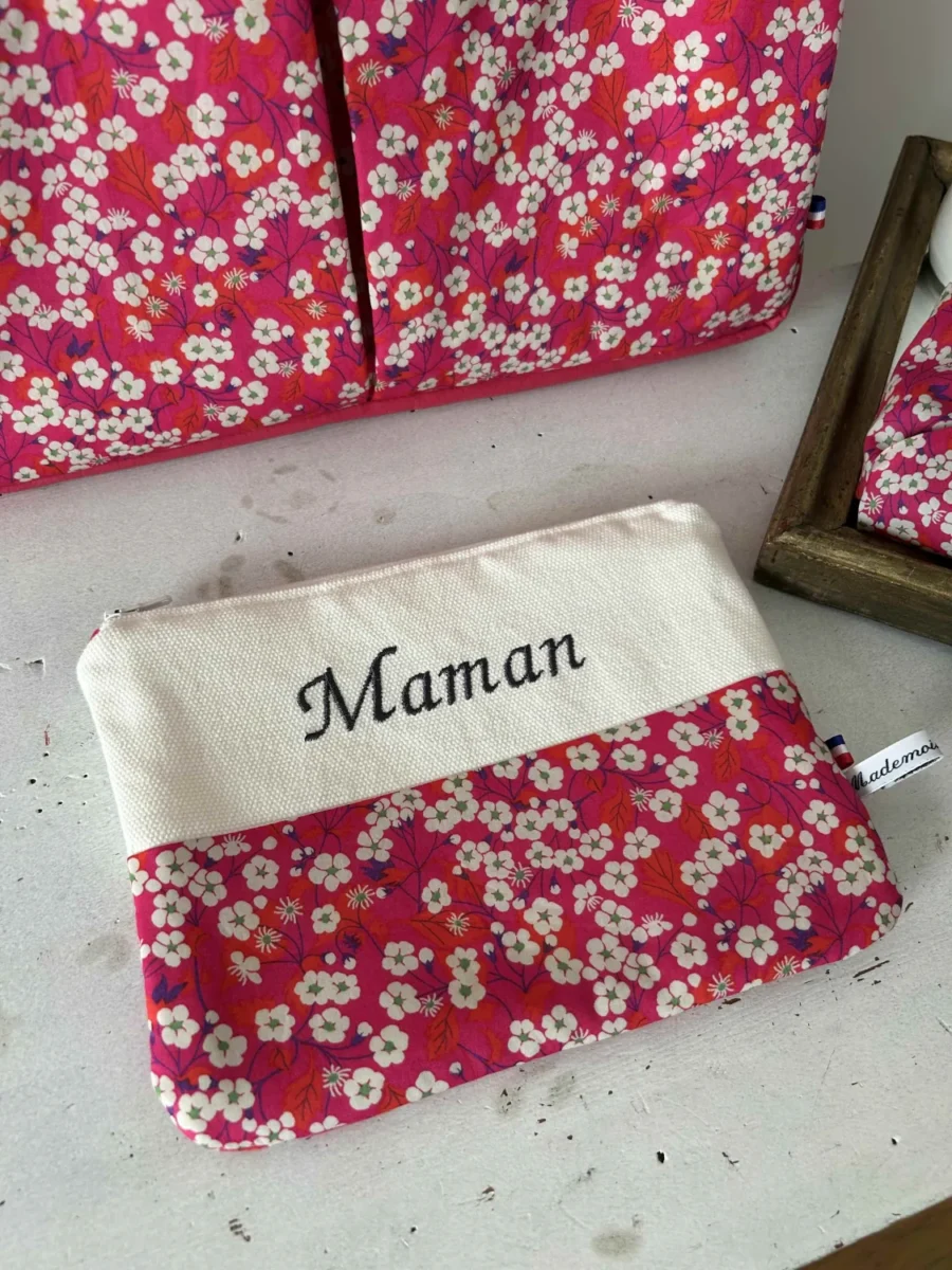Pochette liberty personnalisée maman