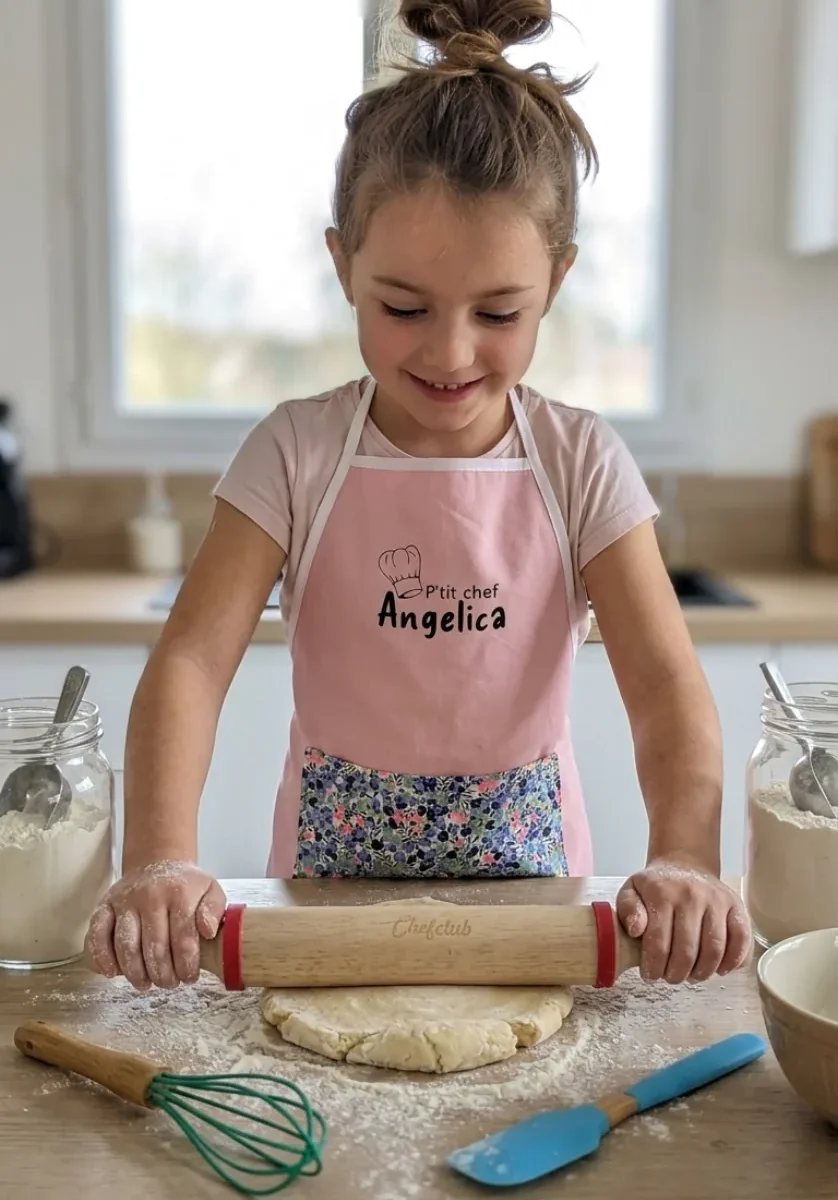 Tablier de cuisine personnalisé rose