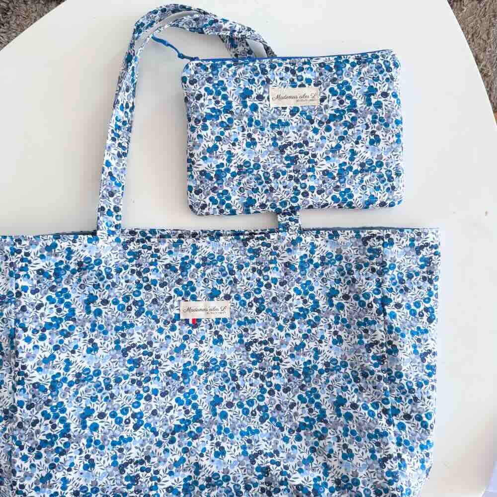 Sac cabas liberty wiltshire bleu et sa pochette