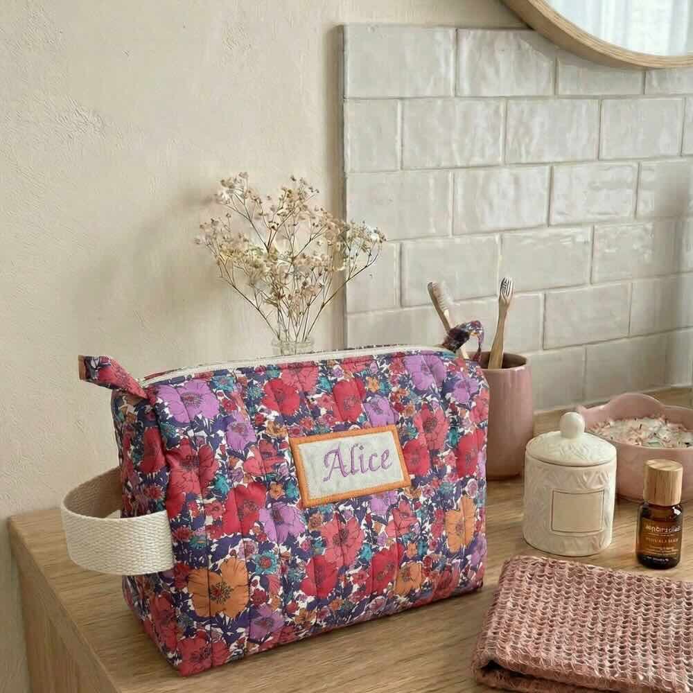 Trousse de toilette matelassée liberty personnalisée
