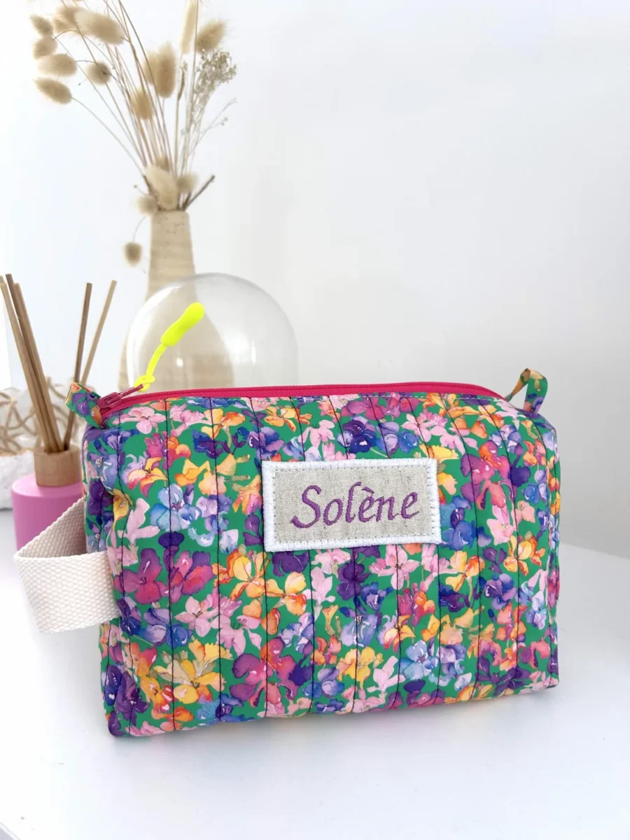 Trousse de toilette matelassée liberty personnalisée