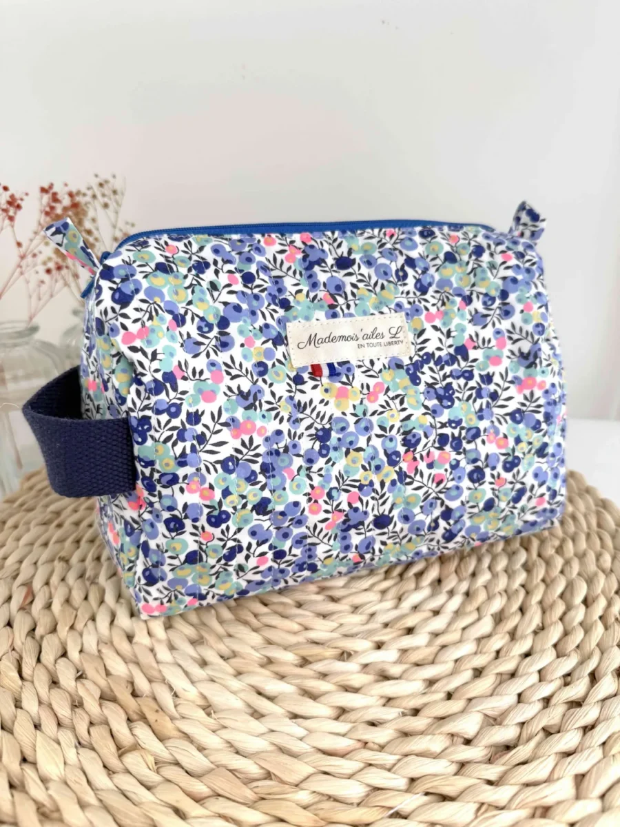 Trousse de toilette matelassée liberty bleu