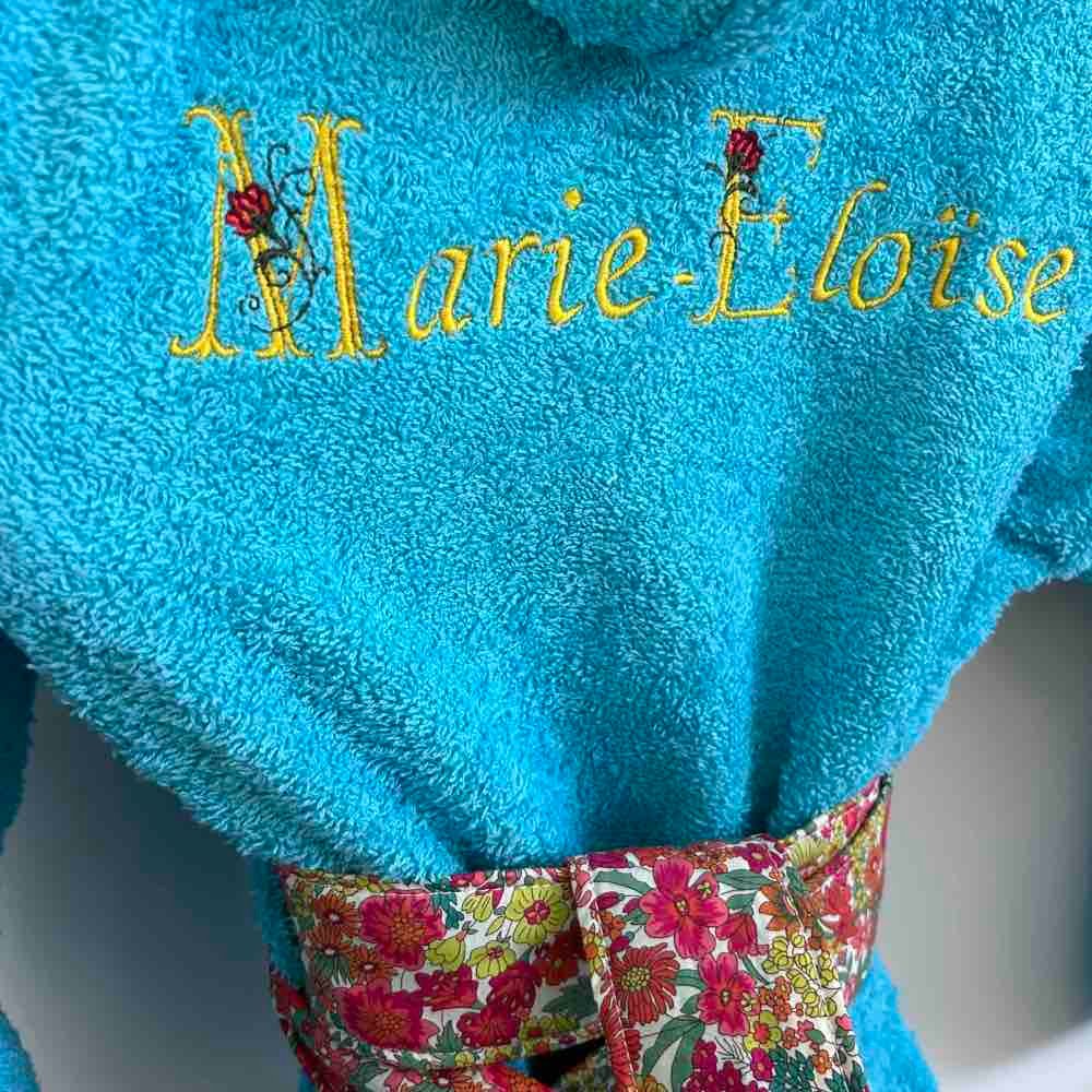 Peignoir turquoise personnalisé