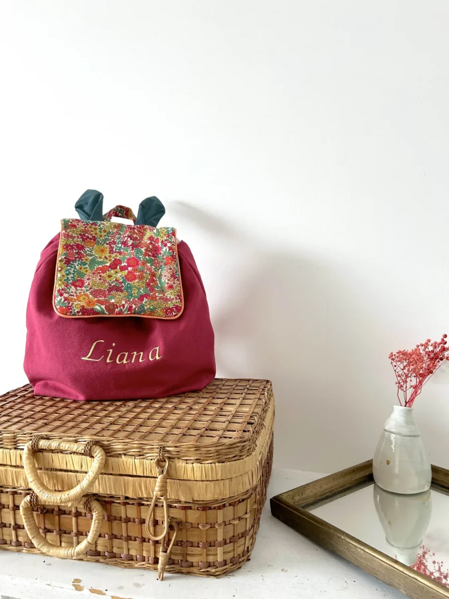 Sac personnalisé prénom enfant couleur framboise