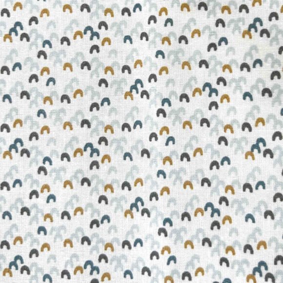 Tissu petit arc bleu ciel, canard et doré