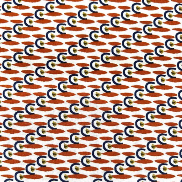 Tissu poisson terracota