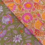 Double face floral kaki et orange
