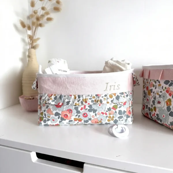 Panière de rangement bébé personnalisée avec prénom brodé