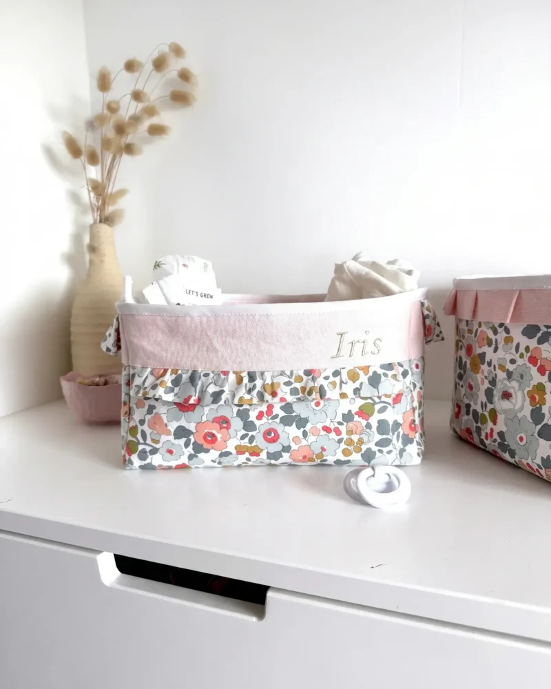 Panière de rangement bébé personnalisée avec prénom brodé