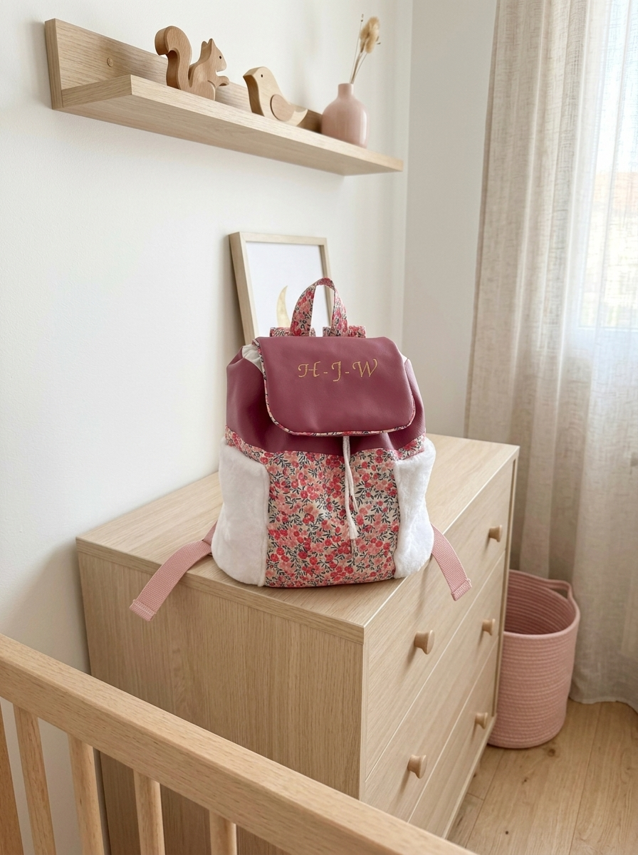 Sac à dos enfant initiales brodées